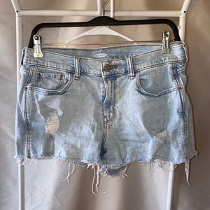 Blue distressed shorts